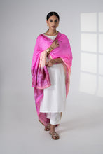 Load image into Gallery viewer, Reet pure chiffon Phulkari Dupatta for women by Mystic Loom // Pink handmade Phulkari Dupatta for online shopping 
