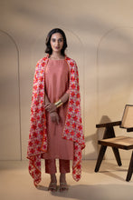 Load image into Gallery viewer, Primrose chiffon Phulkari Dupatta for women by Mystic Loom // Pink Orange