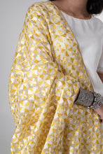 Load image into Gallery viewer, Sunset Hues Phulkari Dupatta for women by Mysticloom //Yellow Organza Dupatta for Online shopping // Haldi Festival