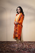 Load image into Gallery viewer, Motif chiffon Phulkari Dupatta for women by Mystic Loom // Orange Dupatta embroidery