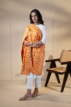 Load image into Gallery viewer, Promise chiffon Phulkari Dupatta for women by Mystic Loom // Orange Dupatta embroidery