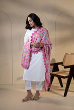 Load image into Gallery viewer, Petals chiffon Phulkari Dupatta for women by Mystic Loom // Pink Dupatta embroidery