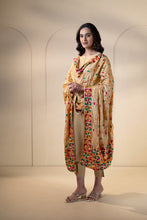 Load image into Gallery viewer, Gold Phulkari Dupatta for women by Mysticloom //Beige Chiffon Dupatta for Online shopping // Wedding Dupatta