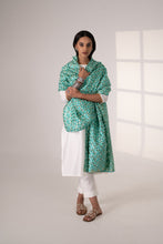 Load image into Gallery viewer, Sea Organza Phulkari Dupatta for Women by Mysticloom| Green Dupatta for Online Shopping // Summer Dupatta