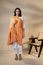 Load image into Gallery viewer, Promise chiffon Phulkari Dupatta for women by Mystic Loom // Orange Dupatta embroidery