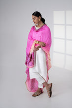 Load image into Gallery viewer, Reet pure chiffon Phulkari Dupatta for women by Mystic Loom // Pink handmade Phulkari Dupatta for online shopping