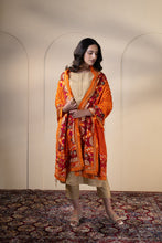 Load image into Gallery viewer, Motif chiffon Phulkari Dupatta for women by Mystic Loom // Orange Dupatta embroidery