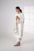 Load image into Gallery viewer, Roohaniyat Phulkari Dupatta for women by Mystic Loom // White handmade Phulkari Dupatta for online shopping 
