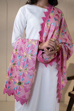 Load image into Gallery viewer, Petals chiffon Phulkari Dupatta for women by Mystic Loom // Pink Dupatta embroidery
