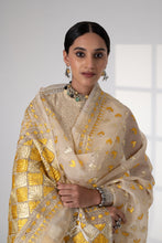 Load image into Gallery viewer, Noori handmade Phulkari Dupatta for women by Mystic Loom // Yellow kota dupatta for summer