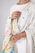 Load image into Gallery viewer, Roohaniyat Phulkari Dupatta for women by Mystic Loom // White handmade Phulkari Dupatta for online shopping
