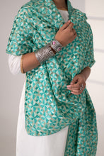 Load image into Gallery viewer, Sea Organza Phulkari Dupatta for Women by Mysticloom| Green Dupatta for Online Shopping // Summer Dupatta