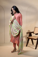 Load image into Gallery viewer, Chiffon Phulkari Dupatta for women by Mysticloom // Green Dupatta embroidery