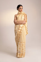 Load image into Gallery viewer, Beige Phulkari Saree| Georgette Embroidered Saree | Light SUmmer Saree for Online Shopping by MysticLoom