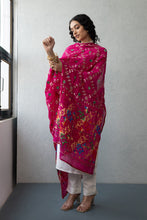 Load image into Gallery viewer, Bridal Pink Dupatta | Hand Made Phulkari Dupatta |Chiffon Dupatta