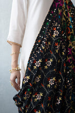 Load image into Gallery viewer, Black Hand Made Phulkari Dupatta for Women | Online shopping Dupatta | Wedding Dupatta