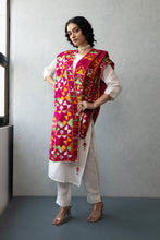 Load image into Gallery viewer, Hot Pink Pure Chiffon Phulkari Embroider Dupatta | Punjabi Dupatta | Summer Light Dupatta by Mystic Loom for online shopping | Phulkari Motif traditional dupatta