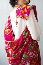 Load image into Gallery viewer, Hot Pink Pure Chiffon Phulkari Embroider Dupatta | Punjabi Dupatta | Summer Light Dupatta by Mystic Loom for online shopping | Phulkari Motif traditional dupatta