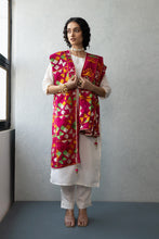Load image into Gallery viewer, Hot Pink Pure Chiffon Phulkari Embroider Dupatta | Punjabi Dupatta | Summer Light Dupatta by Mystic Loom for online shopping | Phulkari Motif traditional dupatta