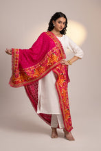 Load image into Gallery viewer, Wedding Bridal Phulkari Dupatta by Mystic Loom online for women| hot pink | Embroidery| Festive