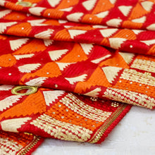 Load image into Gallery viewer, Phulkari embroidery in red and beige by Mysticloom

