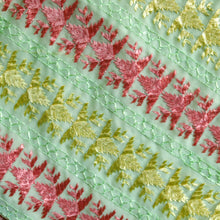 Load image into Gallery viewer, Elegant phulkari motifs on green dupatta by Mysticloom