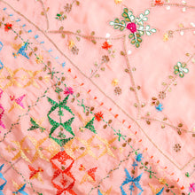 Load image into Gallery viewer, Handmade Phulkari Dupatta in Peach by Mysticloom