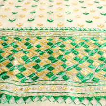 Load image into Gallery viewer, kota Phulkari Dupatta| Gold and Green| Simple summer dupatta| Embroider| Handmade