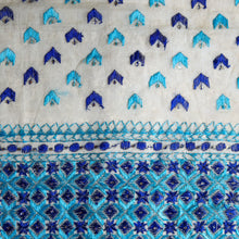 Load image into Gallery viewer, Neel handmade Phulkari Dupatta for women by Mystic Loom // White and Blue kota dupatta for summer
