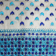 Load image into Gallery viewer, Neel handmade Phulkari Dupatta for women by Mystic Loom // White and Blue kota dupatta for summer