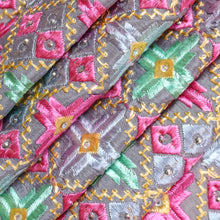 Load image into Gallery viewer, fallen Stars Phulkari Dupatta for Women by Mystic Loom | Phulkari for online shopping | Grey Embroidery Dupatta