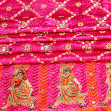 Load image into Gallery viewer, Orchid chiffon Phulkari Dupatta for women by Mystic Loom // hot Pink Dupatta embroidery // Wedding Dupatta
