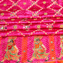Load image into Gallery viewer, Orchid chiffon Phulkari Dupatta for women by Mystic Loom // hot Pink Dupatta embroidery // Wedding Dupatta