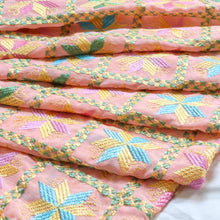 Load image into Gallery viewer, Spring Melody Phulkari Dupatta for women by Mysticloom //Peach Chiffon Dupatta for Online shopping // Pastel