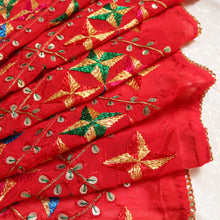 Load image into Gallery viewer, Red handmade phulkari dupatta by mysticloom