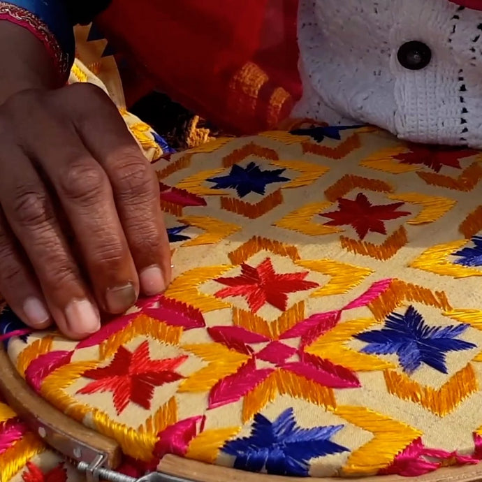Craftsmanship with Love: Unveiling the Meticulously Woven Phulkari Dupattas at Mystic Loom