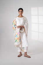 Load image into Gallery viewer, Roohaniyat Phulkari Dupatta for women by Mystic Loom // White handmade Phulkari Dupatta for online shopping 
