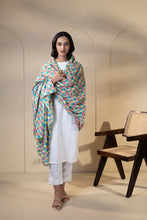 Load image into Gallery viewer, Lily Phulkari Dupatta for Women by Mystic Loom | Phulkari for online shopping |  Blue Embroidery Dupatta
