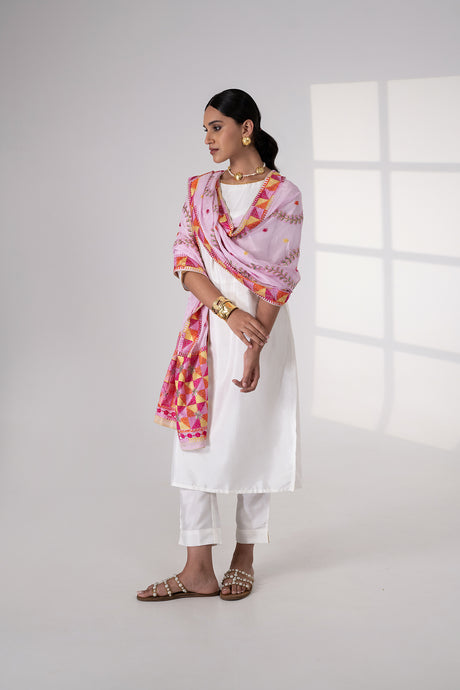 Meher Handmade Phulkari Dupatta for women by Mystic Loom // Pink Dupatta Phulkari for online shopping // 
