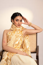 Load image into Gallery viewer, Beige Phulkari Saree| Georgette Embroidered Saree | Light SUmmer Saree for Online Shopping by MysticLoom
