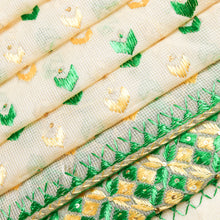 Load image into Gallery viewer, kota Phulkari Dupatta| Gold and Green| Simple summer dupatta| Embroider| Handmade
